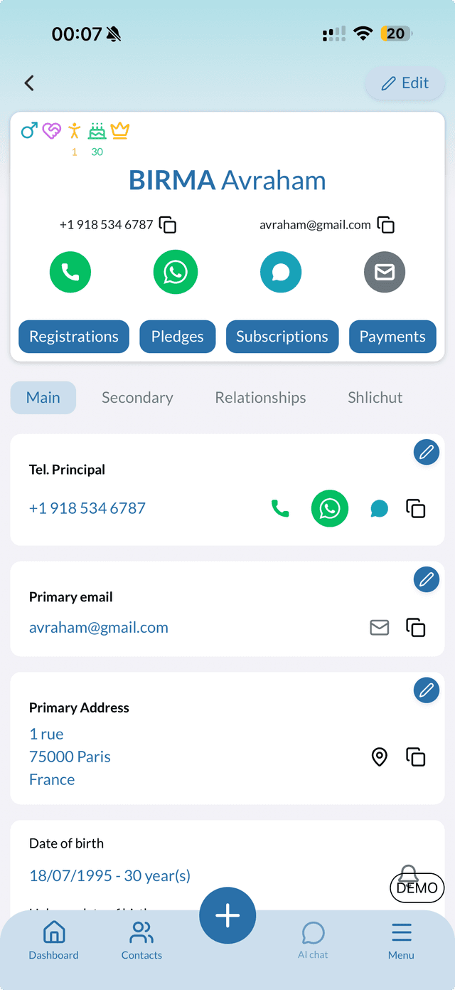 Unisoft mobile app screen